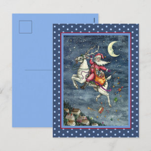 S. NICK, FLYGVITREINDEER, CHRISTMAS MAGIC HELG VYKORT
