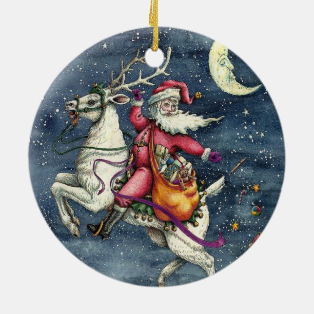 S. NICK, FLYGVITREINDEER, CHRISTMAS MAGIC JULGRANSPRYDNAD KERAMIK (Baksidan)