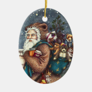 S. NICK I NALLE KOSTYM, CHRISTMAS-TEDIER JULGRANSPRYDNAD KERAMIK