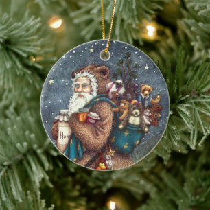 S. NICK I NALLE KOSTYM, CHRISTMAS-TEDIER JULGRANSPRYDNAD KERAMIK