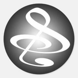 "S", "&" och/eller Treble Clef Musical Note Runt Klistermärke