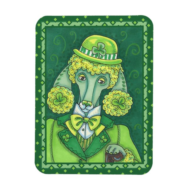 S. PADDY'S IRISH GRÖNT FRANSK PUDEL, LUCKY HUND MAGNET (Vertikal)