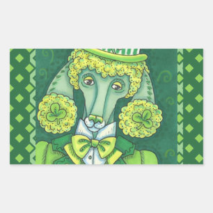 S. PADDY'S IRISH GRÖNT FRANSK PUDEL, LUCKY HUND REKTANGULÄRT KLISTERMÄRKE