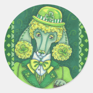 S. PADDY'S IRISH GRÖNT FRANSK PUDEL, LUCKY HUND RUNT KLISTERMÄRKE