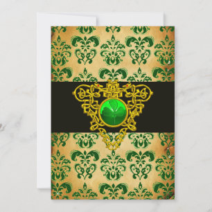 S. PATRICK'S CELTIC HEART Grönt Damask Parchment Inbjudningar