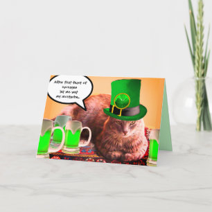 S. PATRICK'S DAY CAT LEPRECHAUN HAT IRISH ÖL KORT