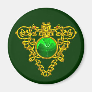 S. PATRICK'S DAY CELTIC HEART Grönt Shamrock Magnet
