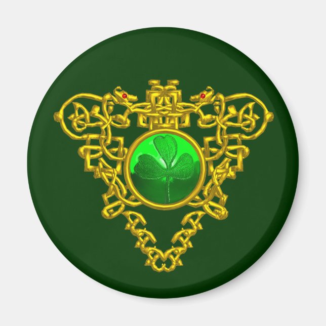 S. PATRICK'S DAY CELTIC HEART Grönt Shamrock Magnet (Framsidan)