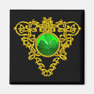S. PATRICK'S DAY CELTIC HEART SHAMROCK Black Magnet