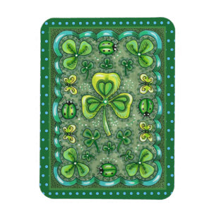 S. PATRICK'S DAY FOLK ART SHAMROCKS N'LADYBUGS MAGNET