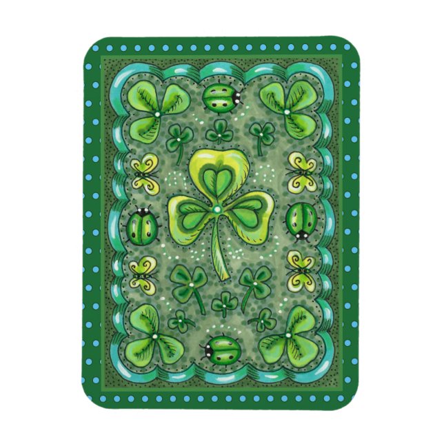S. PATRICK'S DAY FOLK ART SHAMROCKS N'LADYBUGS MAGNET (Vertikal)