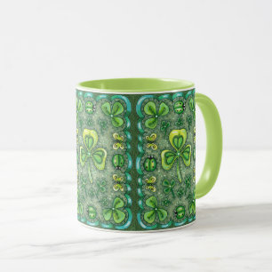 S. PATRICK'S DAY FOLK ART SHAMROCKS N'LADYBUGS MUGG