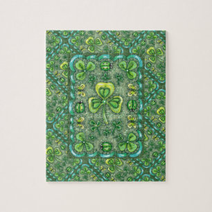 S. PATRICK'S DAY FOLK ART SHAMROCKS N'LADYBUGS PUSSEL