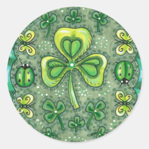 S. PATRICK'S DAY FOLK ART SHAMROCKS N'LADYBUGS RUNT KLISTERMÄRKE