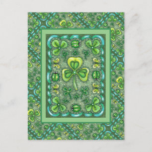 S. PATRICK'S DAY FOLK ART SHAMROCKS N'LADYBUGS VYKORT