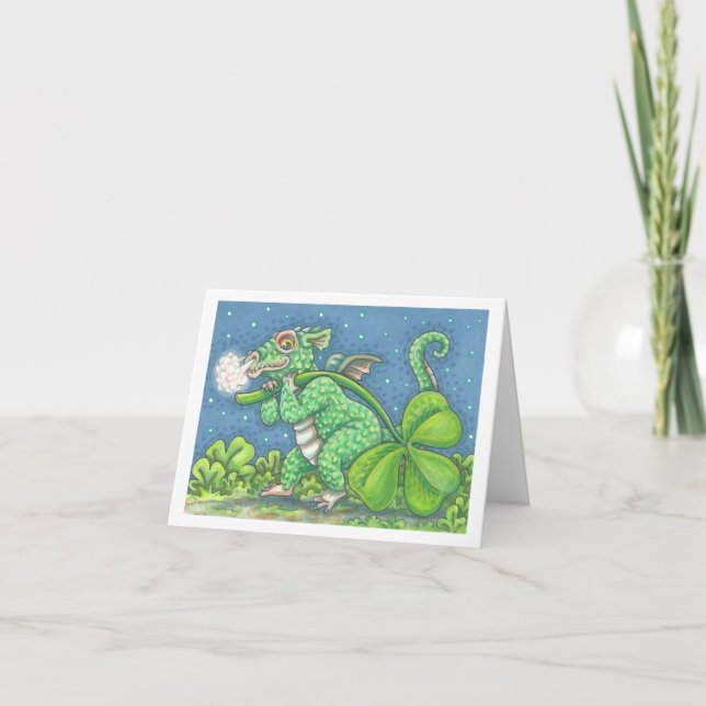 S. PATRICK'S DAY IRISH DRAGON NOTE CARD Blank Kort (Framsida)