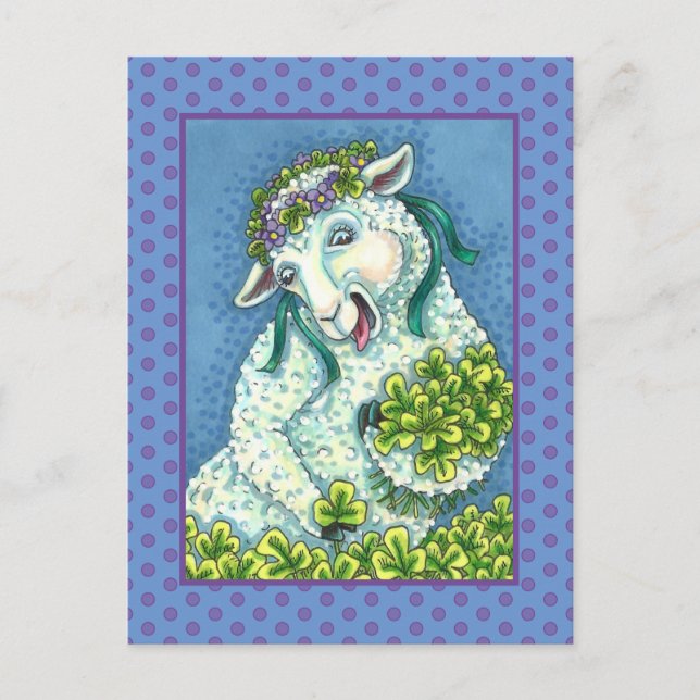 S. PATRICK'S DAY IRISH EWE, SHEEP & SHAMROCKS VYKORT (Framsida)
