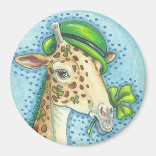 S. PATRICK'S DAY IRISH GIRAFFE MAGNET Round