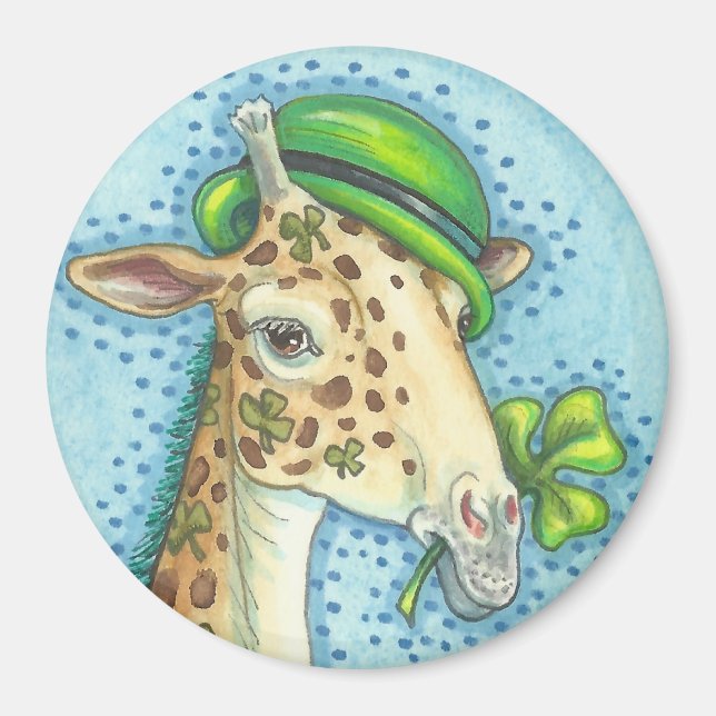 S. PATRICK'S DAY IRISH GIRAFFE MAGNET Round (Framsidan)
