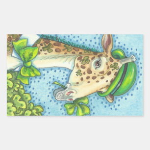 S. PATRICK'S DAY IRISH GIRAFFE STICKERS *Lakan Rektangulärt Klistermärke