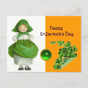 S. PATRICK'S DAY- IRISH GIRL EMERALD GEMSTONE HELG VYKORT