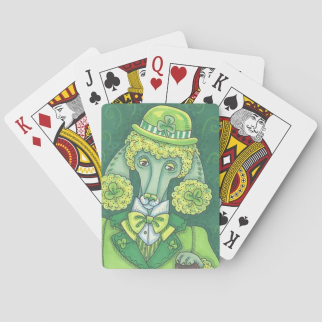 S. PATRICK'S DAY IRISH PUDEL PLAYING CARDS Poker Casinokort (Baksidan)