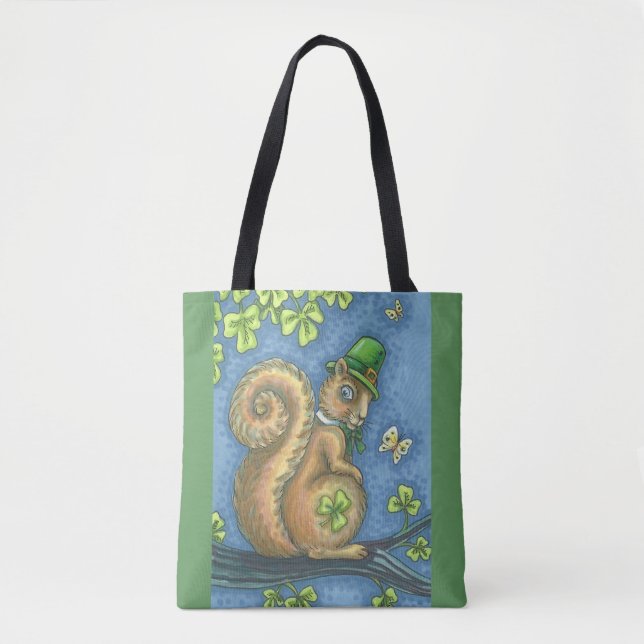 S. PATRICK'S DAY IRISH SQUIRREL TOTE BAG TYGKASSE (Framsida)