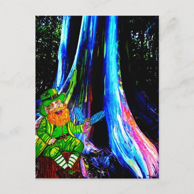 S. PATRICK'S DAY LEPRECHAUN AND FAIRY HELG VYKORT (Framsida)