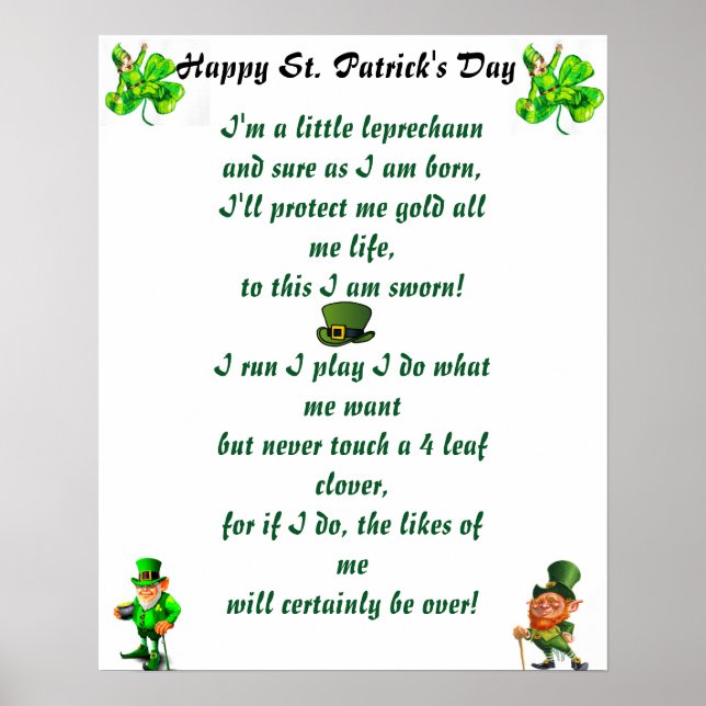S. PATRICK'S DAY LEPRECHAUN DIKT POSTER (Framsidan)