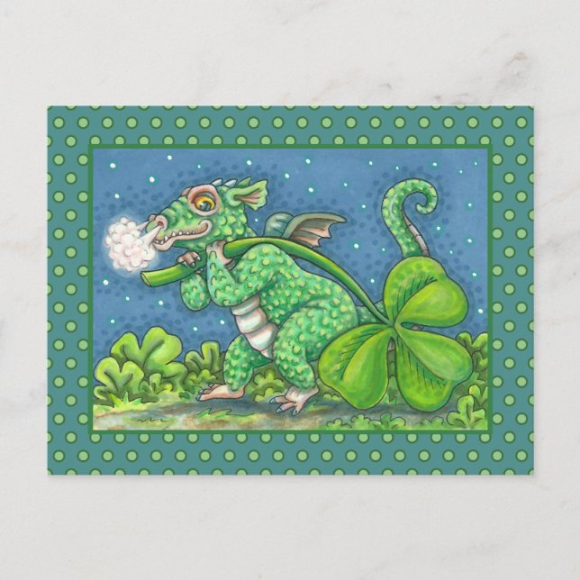S. PATRICK'S DAY LITTLE IRISH DRAGON FANTASY HELG VYKORT (Framsida)