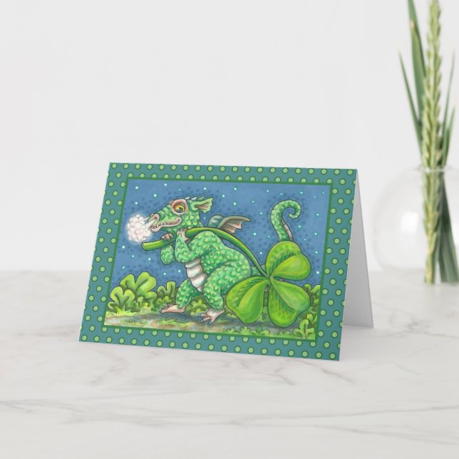 S. PATRICK'S DAY LITTLE IRISH DRAGON FANTASY HELGKORT (Framsida)