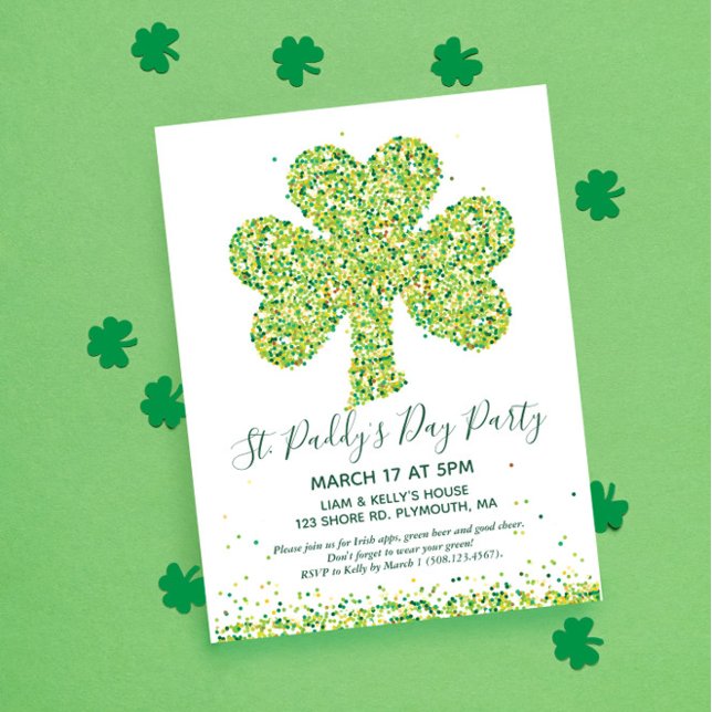 S. PATRICK'S DAY Party Sharmock-vykort Inbjudan Vykort (Saint Patrick's Day Party Invitation Postcard)