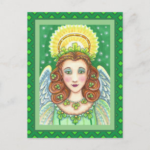 S. PATRICK'S DAY SHAMROCK ANGEL, IRISH BLESSINGS HELG VYKORT