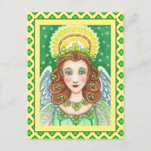 S. PATRICK'S DAY SHAMROCK ANGEL, IRISH BLESSINGS HELG VYKORT