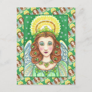 S. PATRICK'S DAY SHAMROCK ANGEL, IRISH BLESSINGS HELG VYKORT