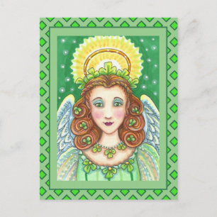 S. PATRICK'S DAY SHAMROCK ANGEL, IRISH BLESSINGS HELG VYKORT