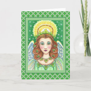 S. PATRICK'S DAY SHAMROCK ANGEL, IRISH BLESSINGS HELGKORT