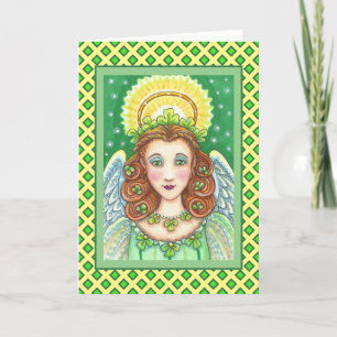 S. PATRICK'S DAY SHAMROCK ANGEL, IRISH BLESSINGS HELGKORT