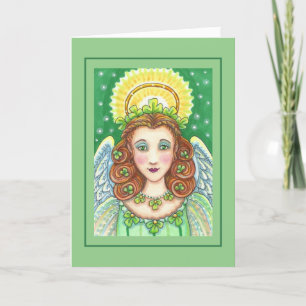 S. PATRICK'S DAY SHAMROCK ANGEL, IRISH BLESSINGS HELGKORT