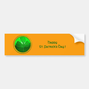S. PATRICK'S DAY SHAMROCK Grönt Guld Bildekal