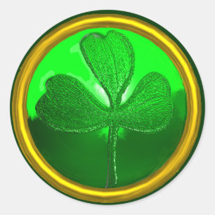 S. PATRICK'S DAY SHAMROCK Grönt Guld Runt Klistermärke