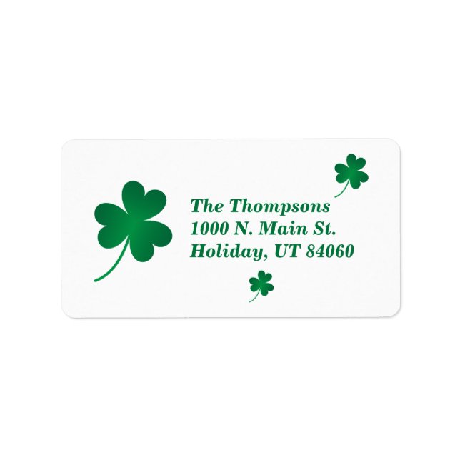 S. PATRICK'S DAY / Shamrock Labels Adressetikett (Framsidan)