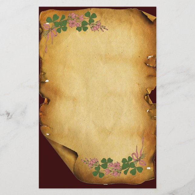 S. PATRICK'S DAY /Shamrocks on Brown Parchment Brevpapper (Framsida)