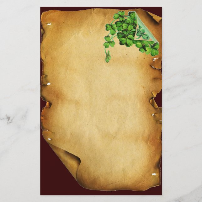 S. PATRICK'S DAY /Shamrocks on Brown Parchment Brevpapper (Framsida)