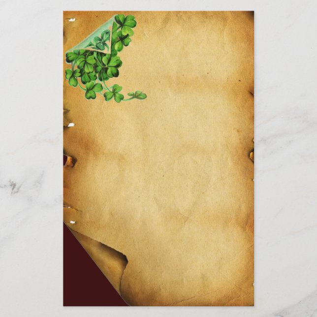 S. PATRICK'S DAY /Shamrocks on Brown Parchment Brevpapper (Framsida)