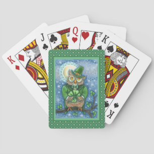 S. PATRICK'S DAY UGGLA, 4 LÖV KLÖVER LEPRECHAUN CASINOKORT