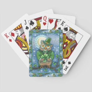 S. PATRICK'S DAY UGGLA, 4 LÖV KLÖVER LEPRECHAUN CASINOKORT