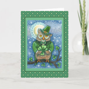 S. PATRICK'S DAY UGGLA, 4 LÖV KLÖVER LEPRECHAUN HELGKORT