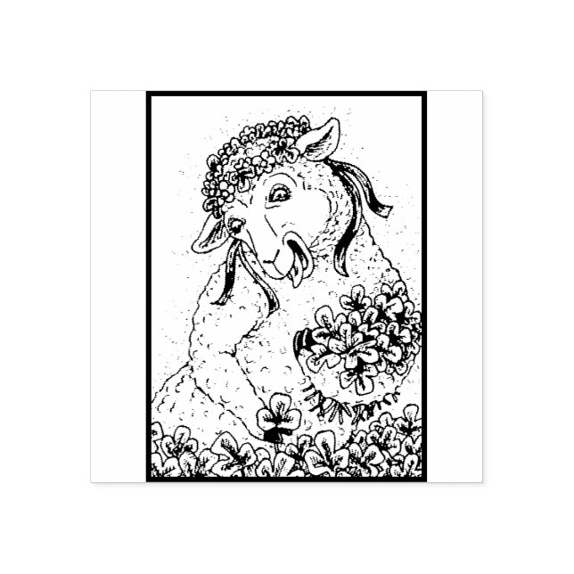 S. PATRICK'S IRISH EWE and SHAMROCKS GUBBER FRIMÄR Stämpel (Tryck)