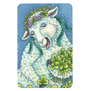 S. PATRICK'S IRISH EWE & SHAMROCKS MAGNET